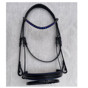 Bridon d'équitation de haute qualité avec bandeau orné, en cuir noir, confortable, avec mors à bride - Product Image 3