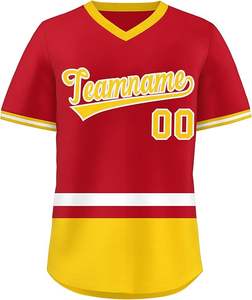 Venta al por mayor sublimación cuello en V Jersey de béisbol 100% poliéster de alta calidad de malla transpirable que absorbe la humedad de secado rápido - Product Image 4