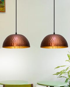 Colgante colgante de cobre de superficie brillante hecho a mano de alta calidad con diseño de forma redonda para sala de estar y decoración interior - Product Image 1