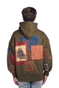 เสื้อฮู้ดดี้ครอปตัวหลวมผ้าเดนิมหนานุ่ม 100% คอตตอน ปักลายตามสั่ง ODM สำหรับฤดูหนาว - Product Image 2