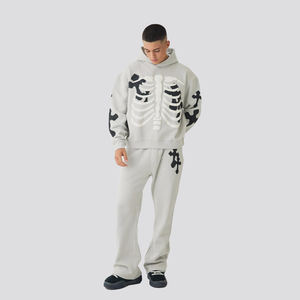 Dernier design de pantalon de survêtement à capuche évasé imprimé, lourd, délavé, logo personnalisé, 100% coton, streetwear, vêtements décontractés - Product Image 1