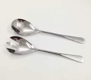 Ensemble de service à salade en acier inoxydable avec manche en bois, cuillère et fourchette, ustensiles de cuisine - Product Image 5