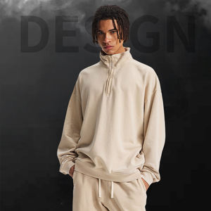 Sudadera de Forro Polar Grueso de Alta Calidad con Cremallera de un Cuarto, Bordada, Oversize, Estilo Vintage Streetwear, Lisa, Personalizable, Unisex, para Venta al por Mayor, de Invierno - Product Image 1