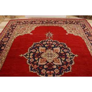 Tapis turc vintage 9,3 x 11,2 pieds, tapis surdimensionné, tapis abstrait rouge - Product Image 3