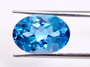 พลอยบลูโทแพซธรรมชาติจากสวิส ขนาด 10x14 มม. รูปทรงวงรี ตัดแบบปกติ สำหรับทำเครื่องประดับ - Product Image 6