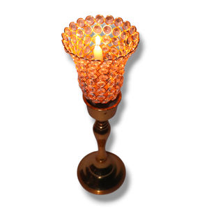 Antique Gold Aluminum Votive Holder with Champagne <b>Crystal</b> Bead Tea <b>Light</b> Wedding Home Decor Digital Printing Gift - Product Image 1