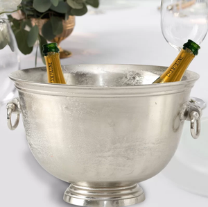 Vintage chic métal argent champagne bière vodka seau à glace décor à la maison fête vin baignoire barman ou mariage comptoir affichage 2024 - Product Image 4