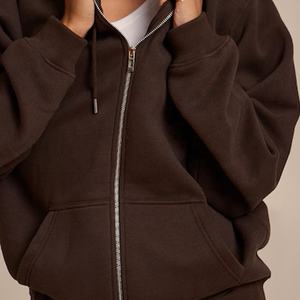 Sudadera con capucha y cremallera para mujer, chaqueta de lana, Material de algodón, ropa de calle suave cálida, logotipo personalizado, Sudadera con capucha al por mayor - Product Image 2