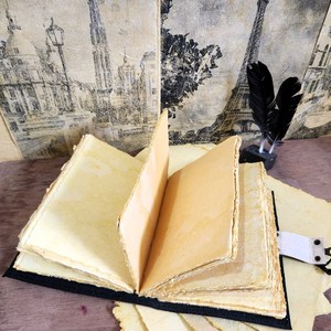 Cahier de notes en cuir A5 imprimé papillon vintage, carnet de croquis, journal, couverture rigide, papier gratuit, amoureux des animaux de compagnie avec bordure en bois - Product Image 4