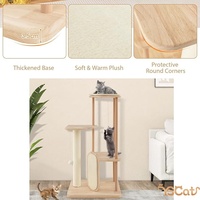 Tour d'escalade pour chat en bois, beige, sur mesure, écologique, moderne, grande taille, avec condo de luxe tendance et griffoir, mobilier en carton