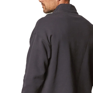 Men's Quarter-Zip Raglan <b>Fleece</b> Sweatshirt - Heather <b>Black</b>, Cozy & Lightweight Pullover for Casual Wear & Layering - Product Image 5