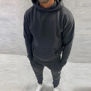 Survêtement de haute qualité pour hommes Streetwear Sweat-shirt à capuche épais délavé au soleil et pantalon baggy évasé - Product Image 4