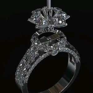 แหวนเพชรมออิสซาไนต์สำหรับผู้หญิงแหวนเพชรโมอิสซาไนต์กลมลายดอกไม้สีขาวทอง18K สุดหรู - Product Image 6