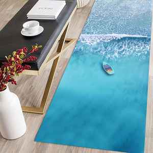 Alfombra Estampada con Paisaje Marino - Diseño de Olas del Océano y Vista Costera, Alfombra de Chenilla - Product Image 5