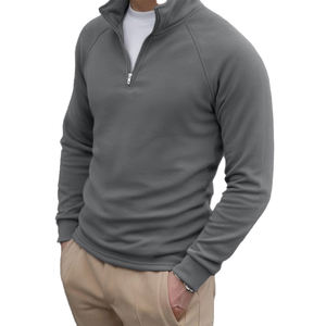 Sweat à capuche personnalisé pour hommes 14 Zip Mock Neck Polyester Cotton Fleece Pullover Sweatshirt pour Jogging motif imprimé pour l'automne - Product Image 1