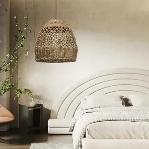 Vietnam Top Vendeur Plafond Seagrass Abat-Jour Vintage Lustre Chaud Rétro Lampe Tissé Pendentif Lumière pour Restaurant - Product Image 6