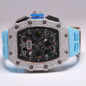 Totalmente Iced Out D Vvs Calidad Moissanite Lujo Diamante Reloj en 14ct y 12kt Oro o Plata para Hombres - Product Image 1