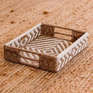 Plateau de service en jute fabriqué à la main Plateau de service en jute de haute qualité élégant pour la maison Hôtel Cuisine Utilisation de service en bas quantité minimale de commande - Product Image 5