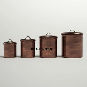 ชุดกระปุกใส่อาหาร4ชิ้นสุดพิเศษภาชนะทองแดงโบราณเก็บเครื่องเทศ - Product Image 1