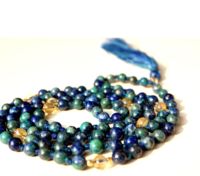 Collier de perles Mala en chrysocolle naturelle 6 mm, 108 pierres, cristal de guérison, ethnique, pour prière hindoue, cadeau spirituel