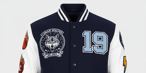 Traditional <b>Varsity</b> <b>Jacket</b> | Classic Letterman <b>Bomber</b> | 100% Cotton Winter High Street Stand Collar Hooded Breathable Zipper - Product Image 3