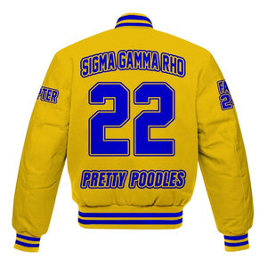 Sigma Gamma Rho 1922 Royal Blue Letterman Jacket Premium SGRho Greek Varsity Poodle Pride Fashion Coat - Product Image 5