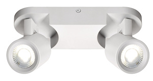 Tonik series white GU10 aluminum strip light with 2 <b>spotlights</b> (Jueric 10295) - Product Image 1