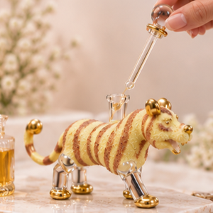 Bouteilles de parfum en verre égyptien artisanales avec des motifs d'animaux texturés comme du sable - Product Image 4