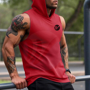 Sudaderas de gimnasio sin mangas hechas en Pakistán de color sólido Sudaderas con capucha de gimnasio sin mangas básicas con logotipo impreso personalizado - Product Image 4