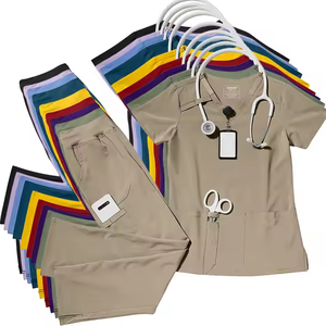 Alta calidad Unisex con cuello en V Hospital & Beauty Salon Scrubs Set Moda Uniformes médicos Impreso Enfermera & Doctor Scrub Trajes - Product Image 6