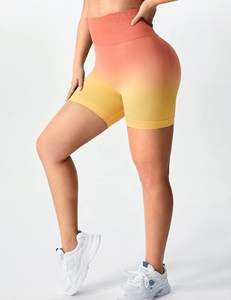 กางเกงโยคะขาสั้นไร้ตะเข็บเอวสูงของผู้หญิงผ้าสแปนเด็กซ์/ ไนลอนรีไซเคิลชุดออกกำลังกายในยิมปิดเอวได้แบบยืดหยุ่น - Product Image 1