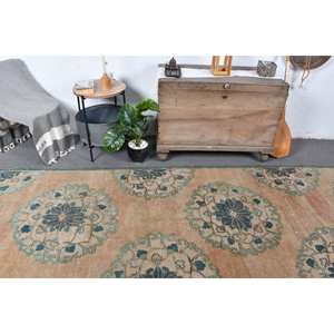 Alfombra turca vintage Beige verde 3,8X12,3 pies clásico área grande lana látex respaldo rectángulo Patchwork para pasillo para habitaciones - Product Image 2