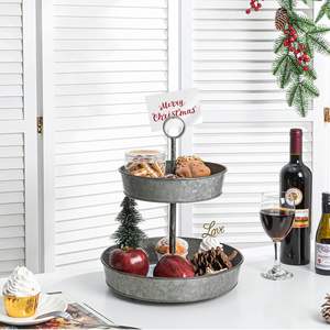 Plateau d'affichage en métal rustique à 2 niveaux pour Cupcake Dessert Fruit Parfait pour la décoration intérieure ou extérieure - Product Image 2
