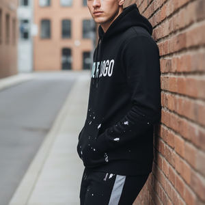 Sweat à capuche en molleton français pour homme de haute qualité 100% coton, personnalisable, épais, lourd, surdimensionné, à épaules tombantes - Product Image 5