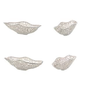 Cuenco recortado de forma libre decorativo de aluminio plateado, decoración moderna para el hogar, centro de mesa de diseño abstracto, acento de mesa - Product Image 3