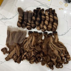 MEJOR VENTA BOUNCY FUNMI RILS SUPER DOBLE DONANTE CRUDO EXTENSIONES DE CABELLO HUMANO VIETNAMITA PARA HACER PELUCAS - Product Image 4