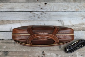 Genuine Leather Brown -0130 <b>Laptop</b> Briefcase for Men High Quality Shoulder <b>Bag</b> Christmas Gift Idea - Product Image 3