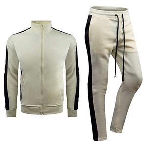 Chándal de ajuste atlético para hombre, ropa deportiva transpirable de dos piezas con parte superior y pantalones con cremallera, perfecto para trotar en el gimnasio y hacer ejercicio - Product Image 1