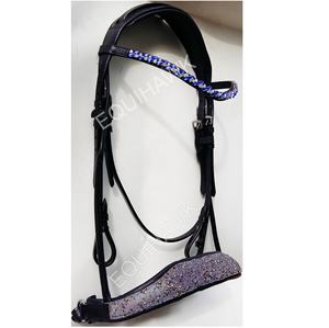 BRIDLE CABALLO MEXICANO DE CUERO CON CRISTAL EN LA BANDA PARA CEJAS ACOLCHADO DE CUERO SOFTY HEBILLAS DE ACERO INOXIDABLE BRIDA PARA CABALLO - Product Image 4