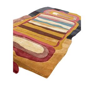 JOY Tra-15210พรมขนสัตว์และผ้าวิสคอสแบบแอบสแตรกด้วยมือสีทองสำหรับตกแต่งบ้าน - Product Image 2