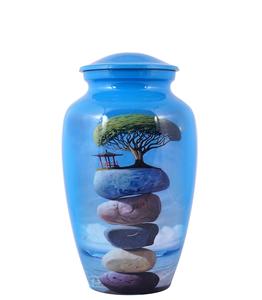 Urna de cremación de piedras de árbol de aluminio para cenizas humanas, urna funeraria conmemorativa hecha a mano para adultos para cenizas, urna de columbario grande - Product Image 2