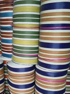 Bolsa de compras de nylon reutilizable ecológica RPET con cremallera a rayas Handloom tejido plástico reciclado bolsas de playa bolsas de cosméticos estuches hechos - Product Image 4