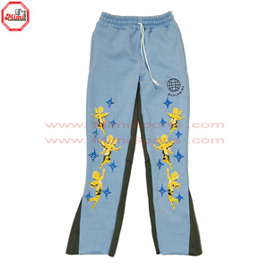 Chándales personalizados Lavado ácido Conjunto de dos piezas Faded Vintage Jogging Chándal Zip Sudadera con capucha Pierna recta Pantalones de chándal acampanados Tamaño adulto - Product Image 5