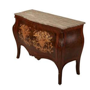 Consola Clásica de Madera con Incrustaciones, Tapa de Mármol y Motivos Florales, Elegante Consola de Almacenamiento de Lujo para Sala de Estar - Product Image 3