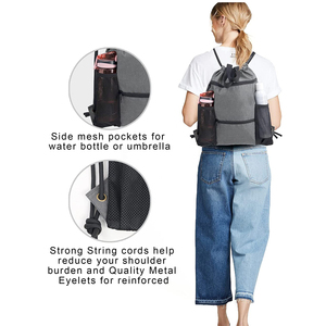 Sac de bain athlétique imperméable de dernière conception Sac à dos en maille avec cordon de serrage et bandoulière Sacs à cordon - Product Image 4