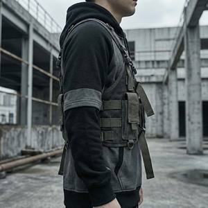 Sweat-shirt tactique d'hiver pour homme style Cyberpunk, mode Dark Warcore, épais, avec gilet de poitrine intégré à boucles numériques - Product Image 6