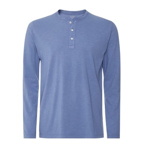 Nueva camiseta lisa a la moda, Camiseta básica de algodón de manga larga con botón, camiseta en blanco personalizada para hombre hecha en Bangladesh - Product Image 1