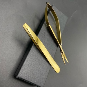 แหนบถอนคิ้วสแตนเลสแบบทึบสีทอง - Product Image 3