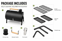 DON FELIZ Barbecue électrique portable en acier inoxydable avec double grille de cuisson, cheminée réglable, pieds amovibles et plaque en bois