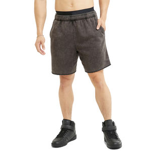 Nueva tendencia de verano personalizado hombres ácido lavado Vintage 100% algodón francés Terry cordón pantalones cortos para hombres - Product Image 3